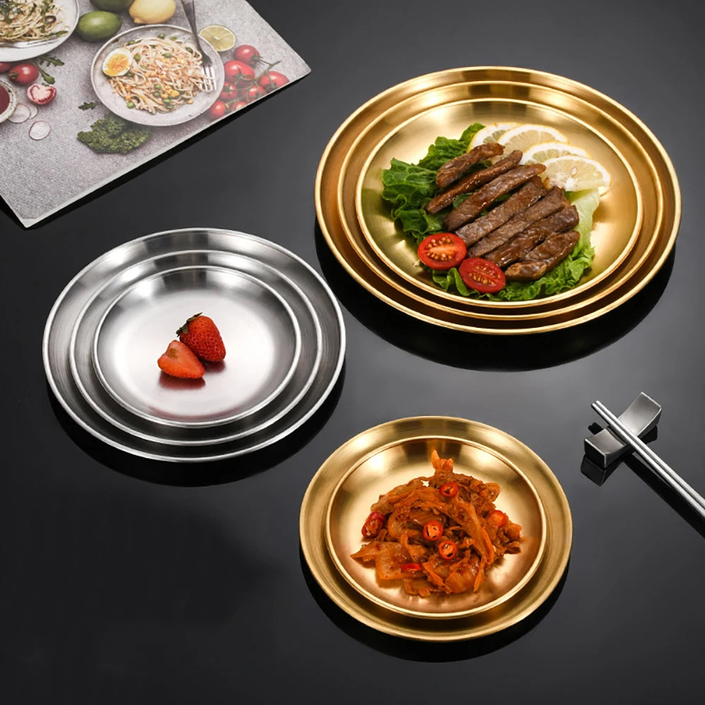 Round Stainless Steel Serving Tray