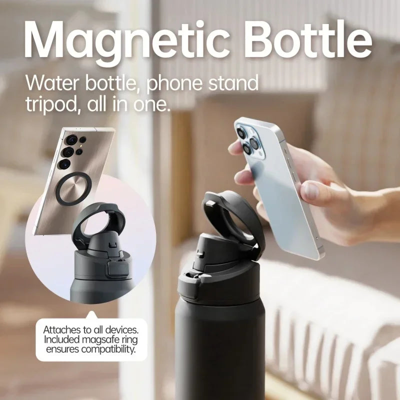 Stainless Steel Insulated Bottle with Magnetic Phone Holder — 710 or 950 mL