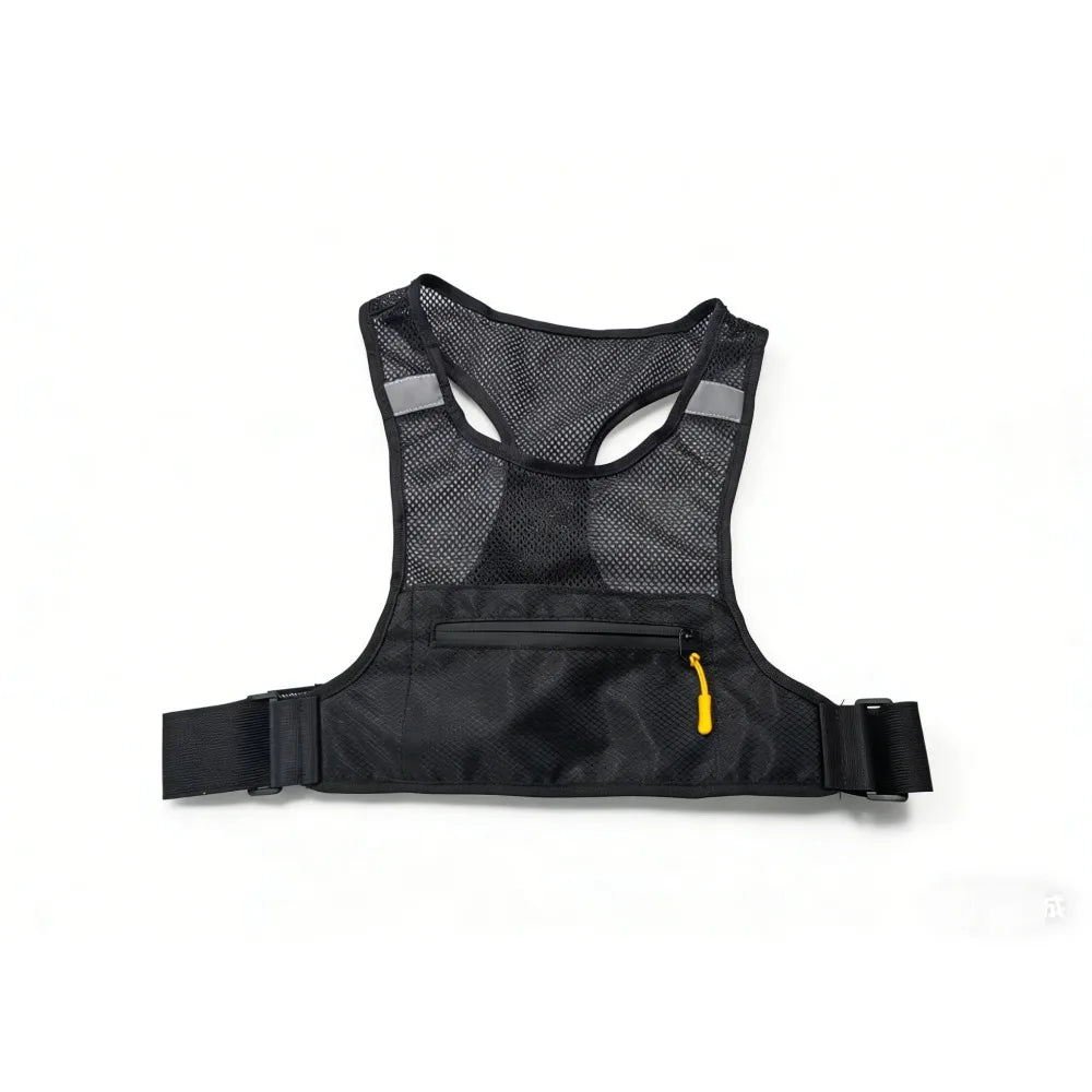 Unisex Nylon Mesh Running Chest Pouch — Black, 1 Piece