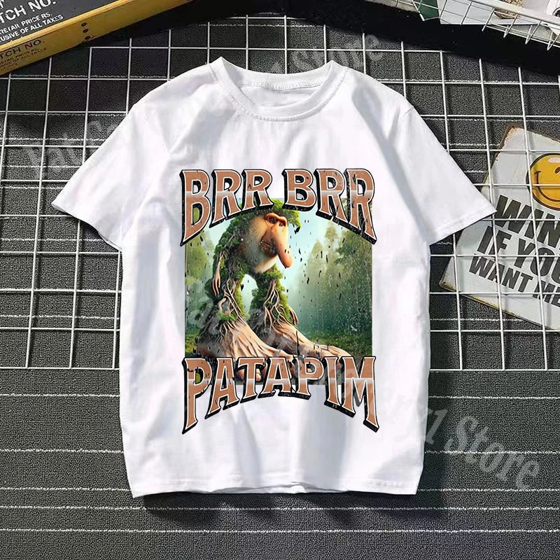 Tralalero Tralala Cotton T-shirt Kids Anime Tungtung Sahur Brainrot Tees Boy Girl Summer Short Sleeve Children Clothes Tops Gift