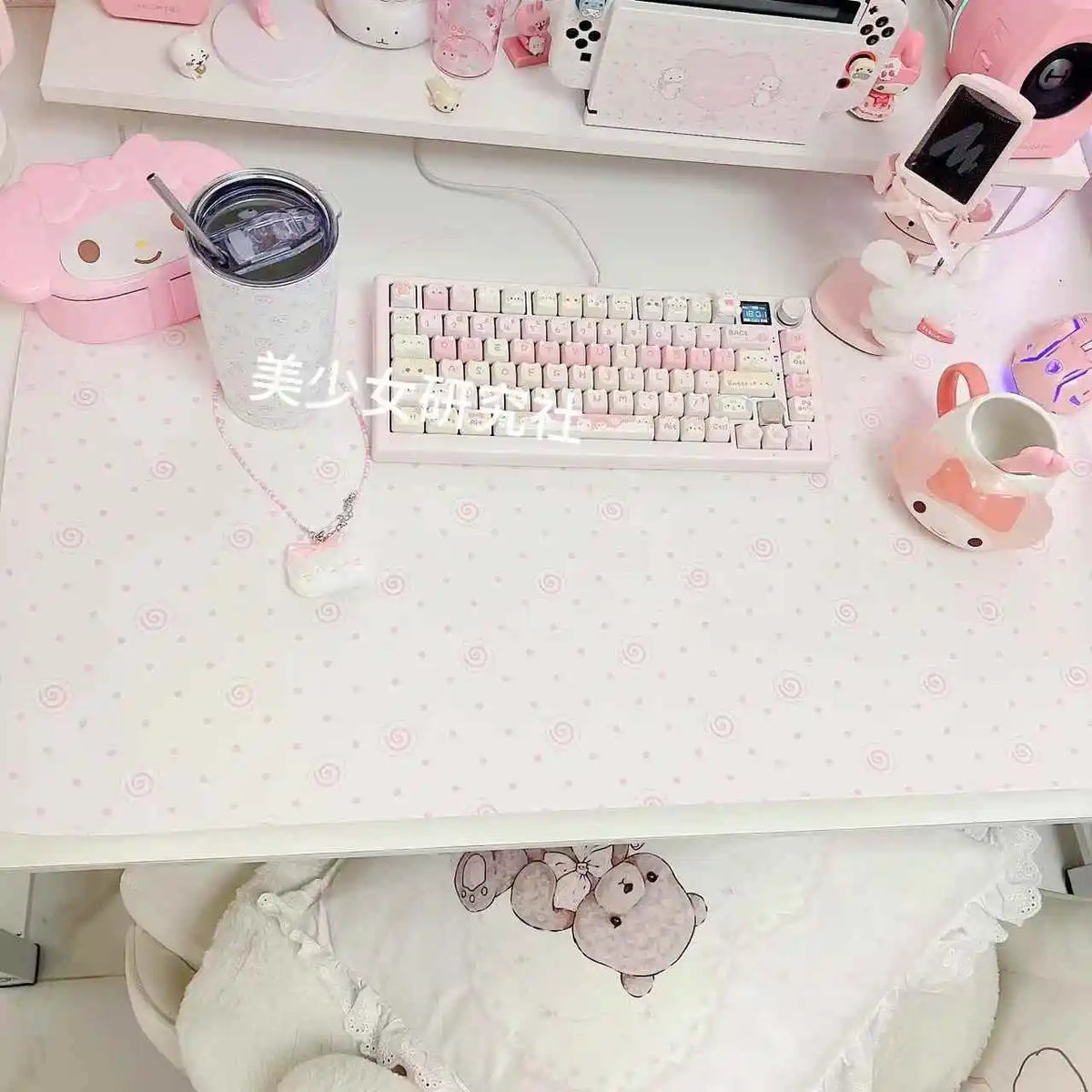 Original Pink Girl Mouse Pad PU Leather Waterproof Anti-slip Office Study Desk Mat Large Size Computer Keyboard Pad Placemats