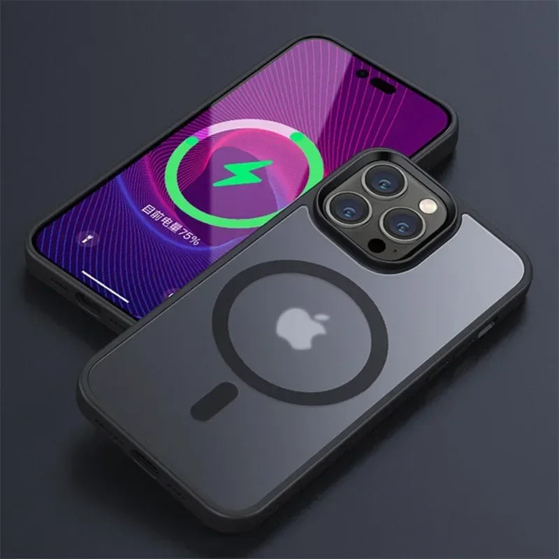 Matte Translucent Phone Case For IPhone 17 Air 16e 15 16 14 13 12 11 Pro Max Plus Magnetic Case Magsafe Wireless Charging Cover
