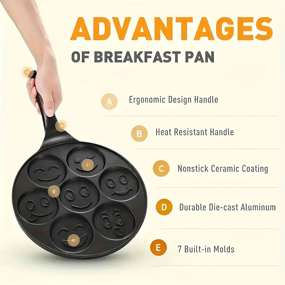 Pancake Pan Non-Stick Fried Egg Pan 4Holes 7 Holes Frying Pan Pancakes Maker for Breakfast Eggs Kitchen Utensils Burger Pan