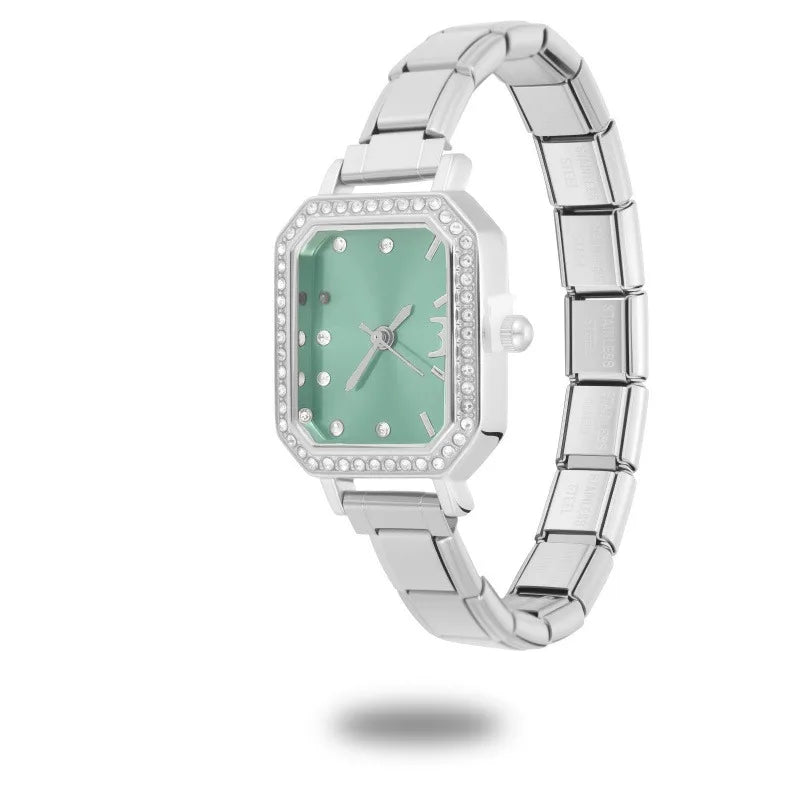 Fashion Luxury DIY 9MM Charm Stainless Steel Shiny Round Square Watch Bracelet Bangle High Quality Y2K Watch Head Christmas Gift