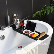Extendable Plastic Bathtub Tray — 55.6–78.8 cm, Black or White