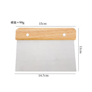 Wood-Handle Stainless Steel Dough Bench Scraper — 1 Piece, Selected Style