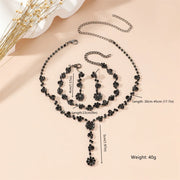 Black Crystal Tassel Jewelry Set