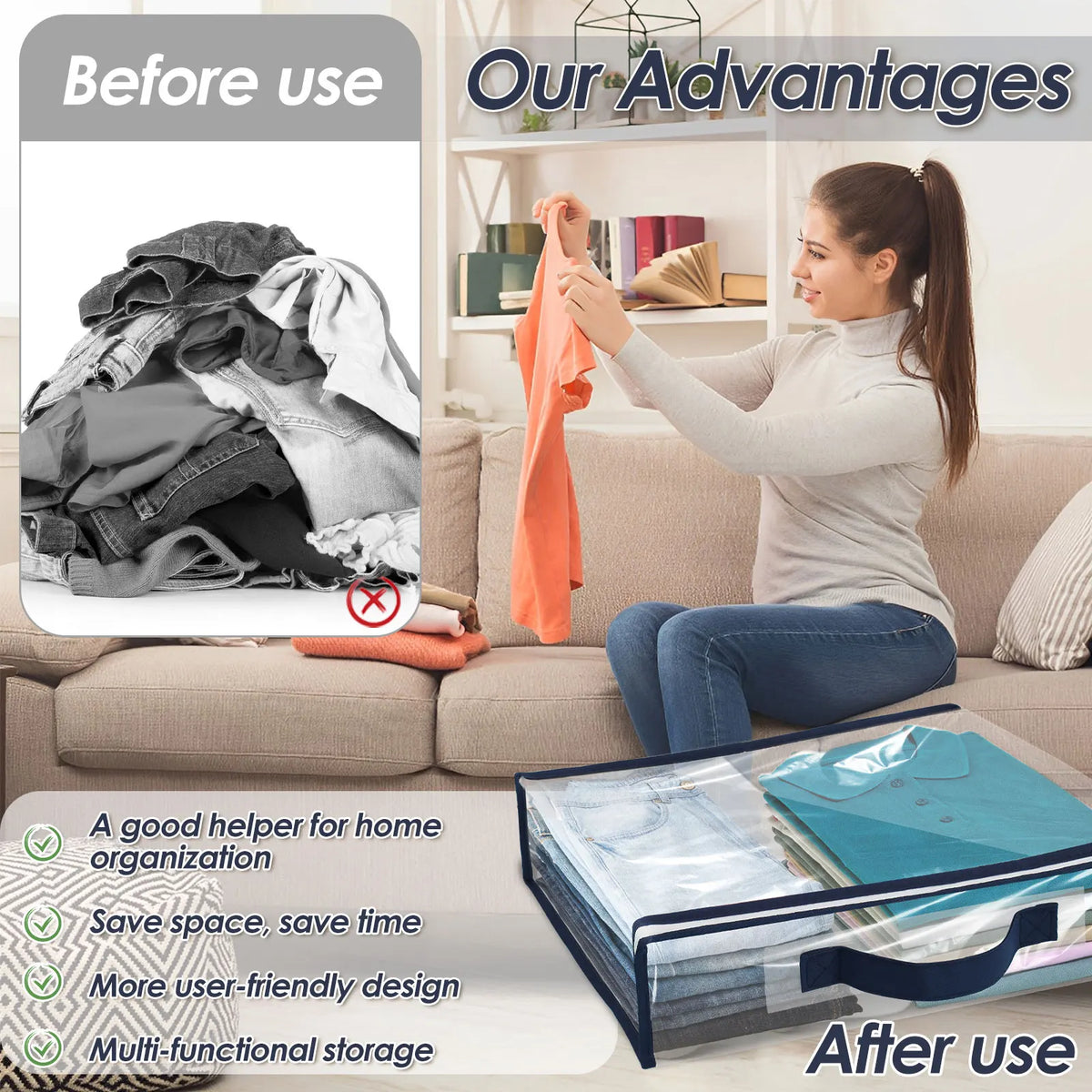 6/12Pcs Bed Sheet Storage Bags PVC Waterproof Clothes Blankets Packing Box Waterproof Dustproof Clear Zippered Pillow Bedding