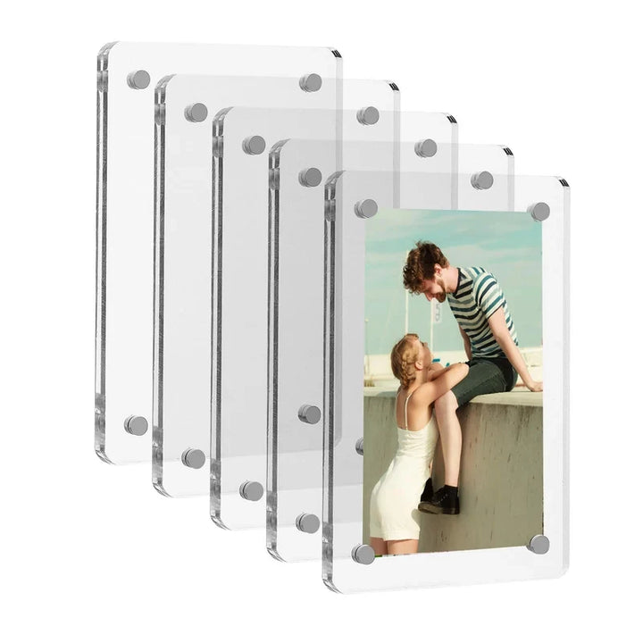 Clear Acrylic Magnetic Mini Photo Frames — 5-Piece Set