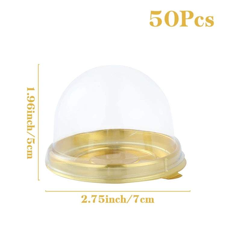 50Pcs Mini Dessert Cake Boxes Container Transparent Cupcake Pastry Baking Packaging Boxes Wedding Party Supplies Christmas Gift