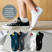 Men's Polyester Low-Cut Ankle Socks — 5 Pairs, Mixed Colors