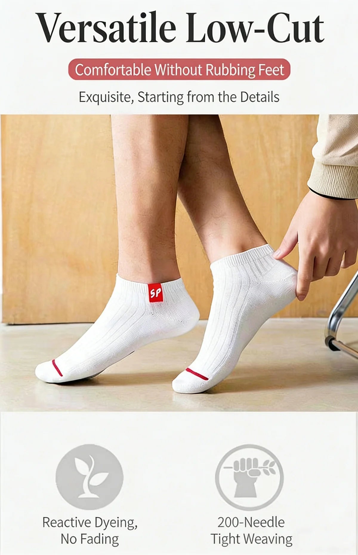 Men's Polyester Low-Cut Ankle Socks — 5 Pairs, Mixed Colors