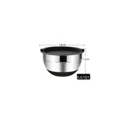 1/6PCS Silicone Bottom Thickened with Lid Cooking Basin Stainless Steel Egg Beating Basin Salad Mixing Basin Kitchen Baking