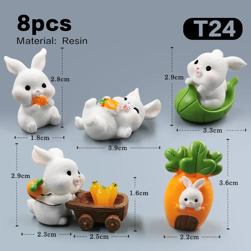 Mini Resin Rabbit Garden Figurine Set