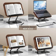 Adjustable Wood-Grain Reading Stand with Rotating Metal Base — 1 Piece