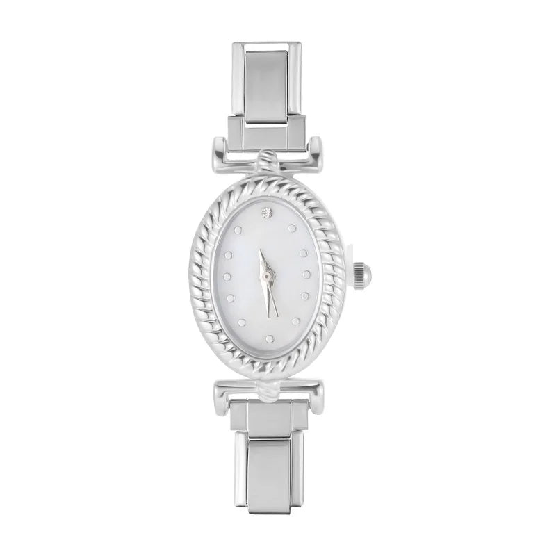 New Vintage Men Women's High Quality Oval Shape Stainless Steel Watch Bracelet Fit 9mm DIY Italian Charm Bangle Jewelry Gifts