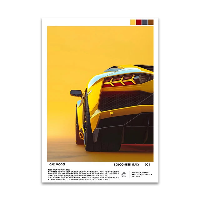 Supercar Canvas Wall Art Print Poster Car Magazine Decor Mural Modern Home Decor Car Lover Gift Unframed