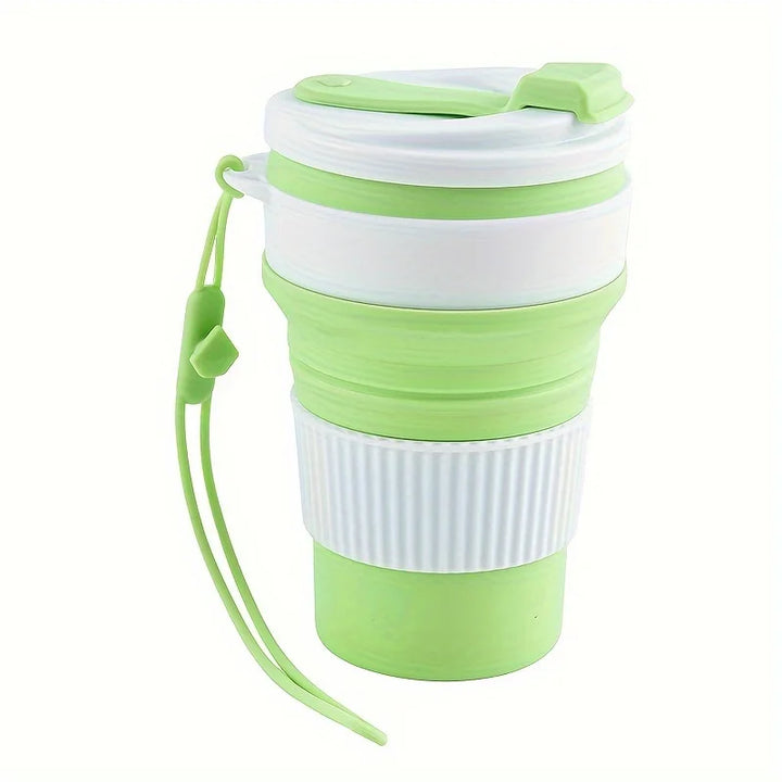 Collapsible Silicone Travel Cup with Lid and Lanyard — 1 Piece
