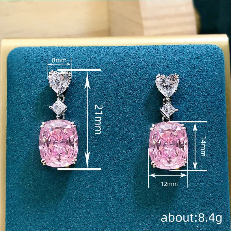 2026 New European and American Pink Earrings for Women, Elegant, Loving, Sweet, Light Luxury, Geometric Jewelry Accessories