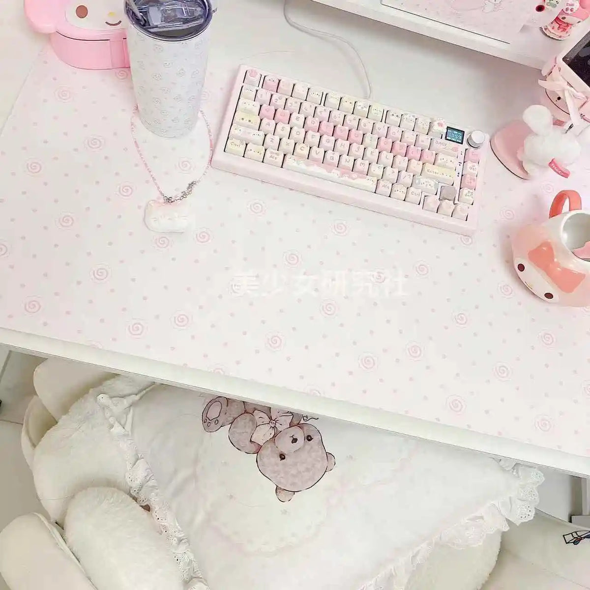 Original Pink Girl Mouse Pad PU Leather Waterproof Anti-slip Office Study Desk Mat Large Size Computer Keyboard Pad Placemats