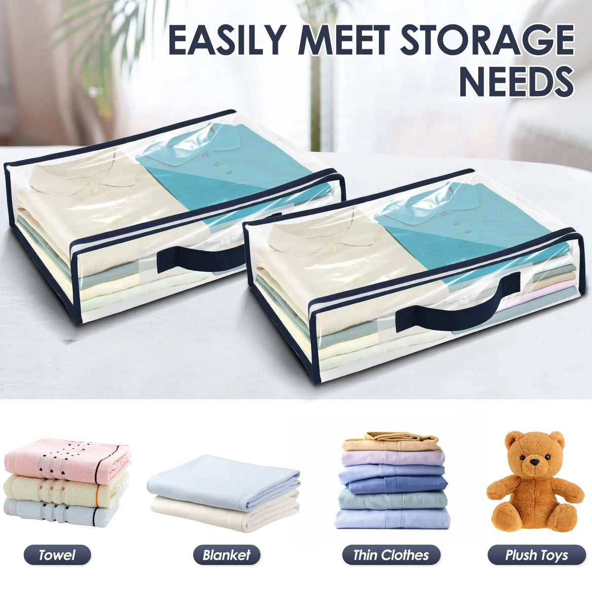 6/12Pcs Bed Sheet Storage Bags PVC Waterproof Clothes Blankets Packing Box Waterproof Dustproof Clear Zippered Pillow Bedding