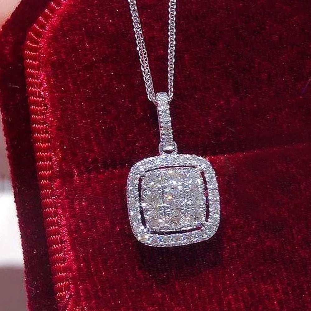 2026 Fashion Contracted Design Square Cubic Zircon Pendant Necklace for Women Exquisite Neck Accessories Wedding Party Jewelry