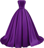 Customized Strapless Satin Prom Dresses robes de soirée Long A-line Formal вечернее платье Evening Party Gowns with Pockets