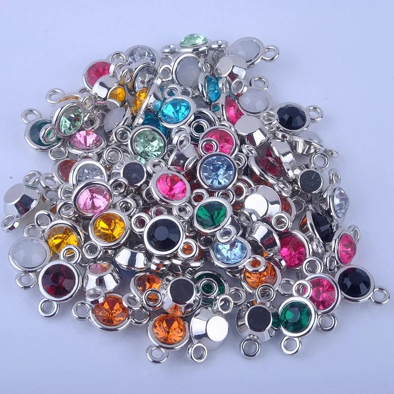 12pcs/lot Colorful Birthstone Charms 11mm*19mm Acrylic double charms for Diy Statement Necklace and Bracelet A003