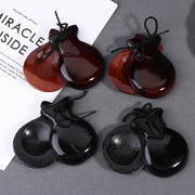 2Pcs Traditional Castanet Wood Spanish Flamenco Dance W String Hand Clapper Children Percussion Instrument