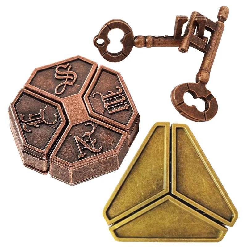 Variety Metal Puzzles Brain Teasers 3PCS Set IQ Logic Test Disentanglement for Mind Challenge Educational Toys Kids Adults