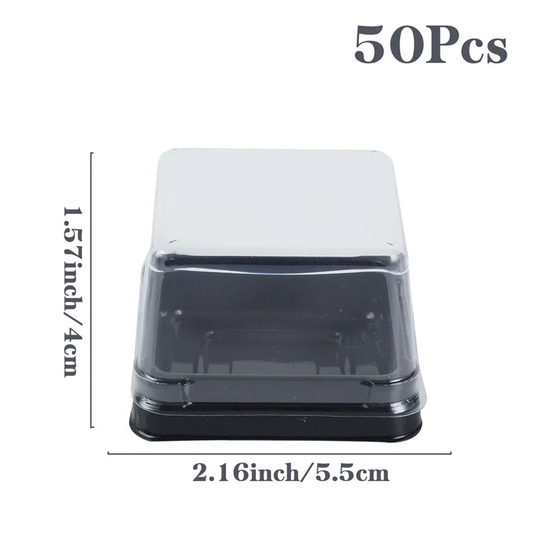 50Pcs Mini Dessert Cake Boxes Container Transparent Cupcake Pastry Baking Packaging Boxes Wedding Party Supplies Christmas Gift