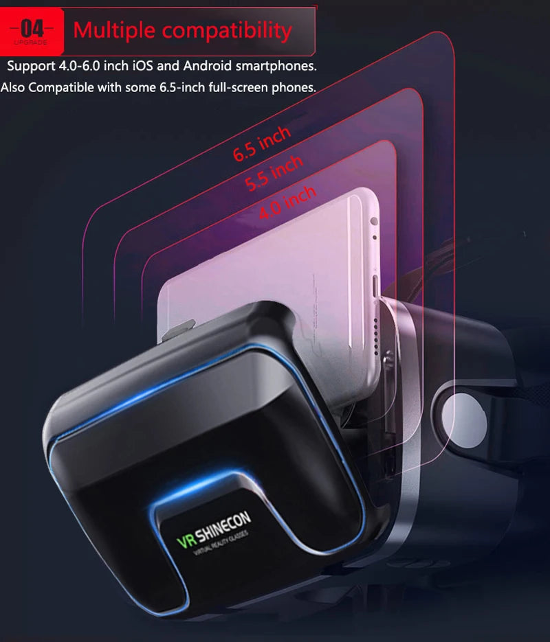 Shinecon Viar 3D Virtual Reality VR Glasses Headset Devices Helmet Lenses Goggles Smart For Smartphones Phone Cell Mobile Games