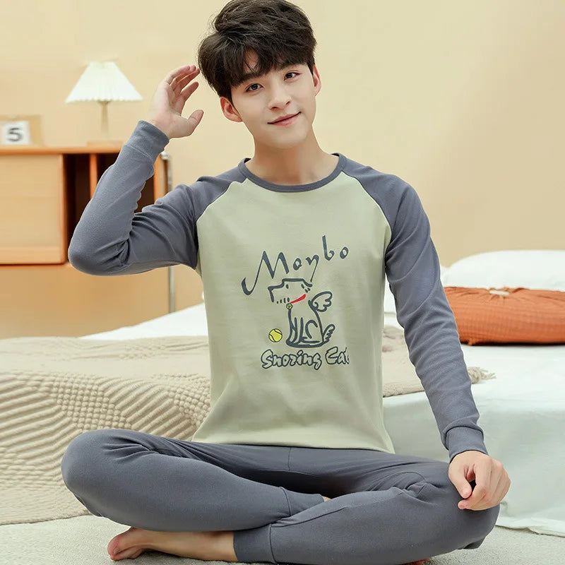Teens Pajamas Long Sleeves 100% Cotton Pyjamas Big Kids Clothes Sets Children Boys Sleepwear Pajamas For Girls 10 12 14 16 Years