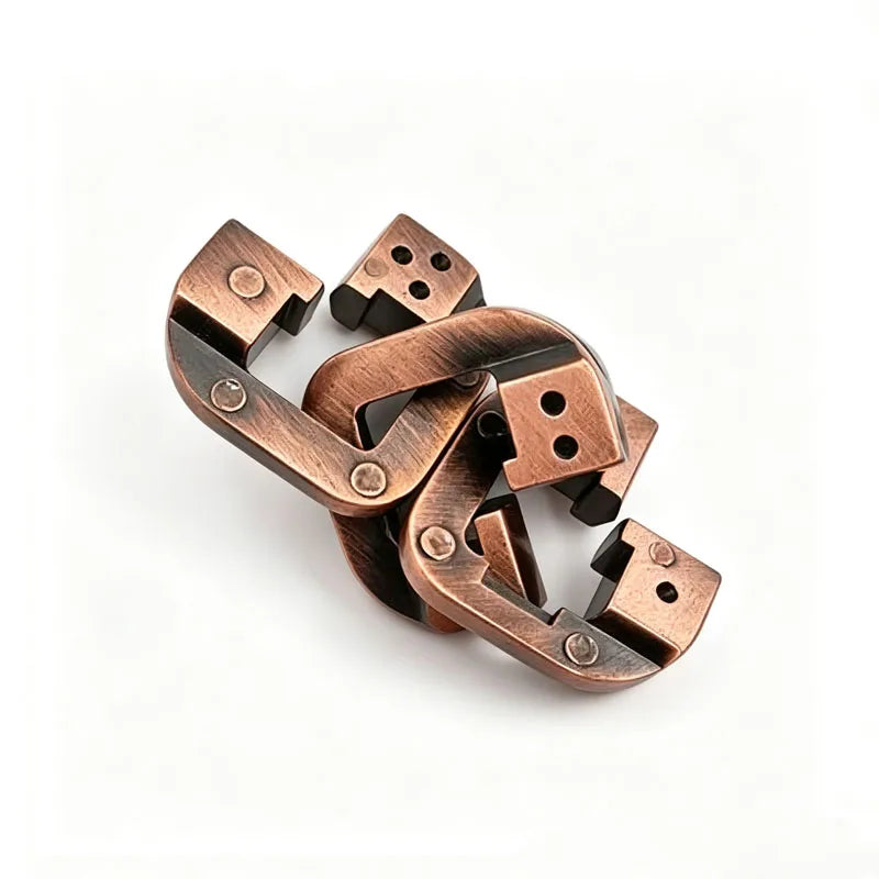 Novelty Magic Baffling XiongDiSuo Cast Metal Brain Teaser Puzzles IQ Logic Test Disentanglement Games Toys For Adults & Kids
