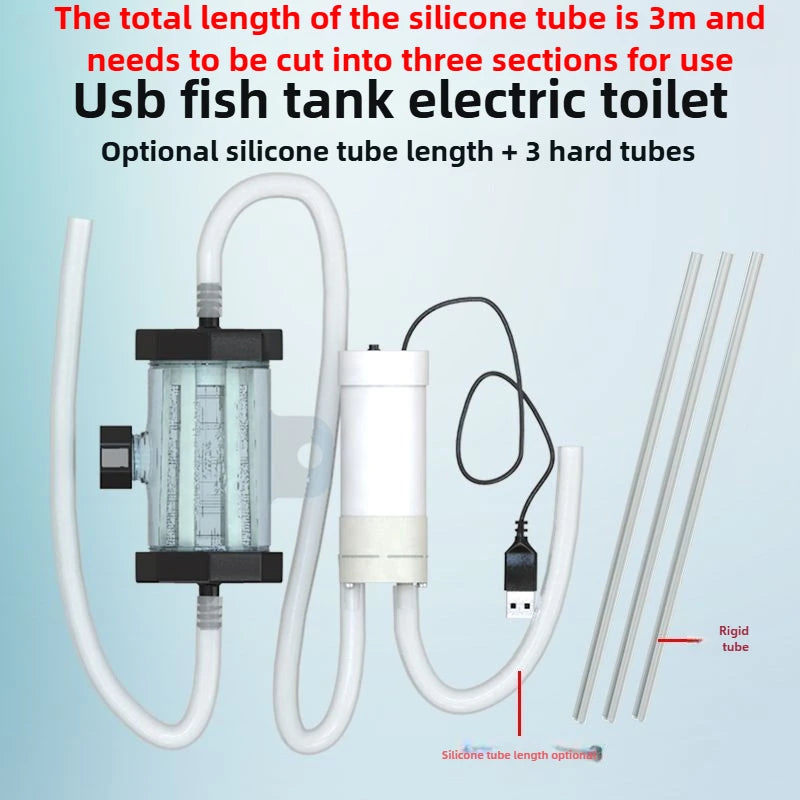 Electric Aquarium Cleaner, 5V Fish Tank Gravel Vacuum Sand Washer & Water Changer Pump, Multi-Function Siphon for Fish Waste