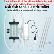 Electric Aquarium Cleaner, 5V Fish Tank Gravel Vacuum Sand Washer & Water Changer Pump, Multi-Function Siphon for Fish Waste