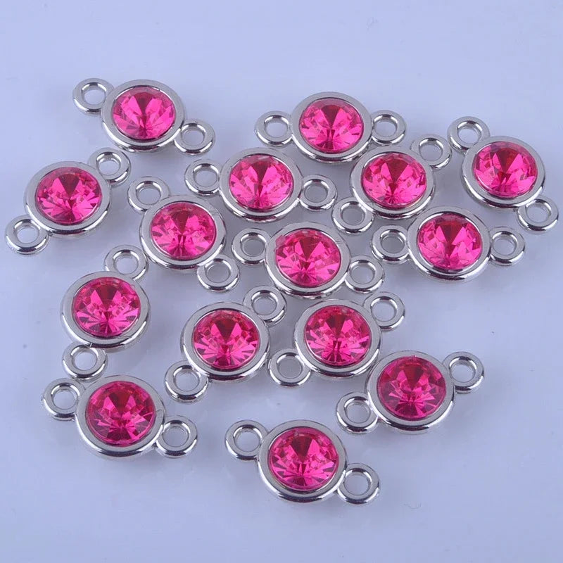 12pcs/lot Colorful Birthstone Charms 11mm*19mm Acrylic double charms for Diy Statement Necklace and Bracelet A003