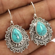 2026 New European and American Pine Stone Eardrops for Women, Water Drop Art Retro Jewelry, Elegant Ethnic Style Fashion Jewelry