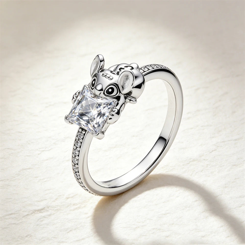2026 New 925 Silver Sun Star Moon Bow Ring, Size 6 7 8 9, Suitable for European Women's Original Charm High Jewelry Gifts