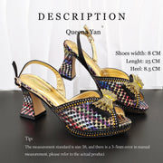 Rhinestone Ankle Strap Heels