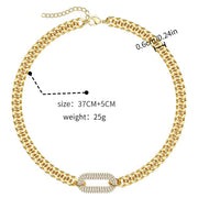 Stainless steel electroplated vintage niche necklace, punk rock heavy duty zircon-encrusted clavicle necklace, Cuban chain