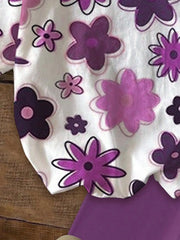 Kids Girls 2-Piece Purple Floral Print Short Sleeve T-shirt & High Waist Biker Shorts Set Summer Casual Daily School Outfit
