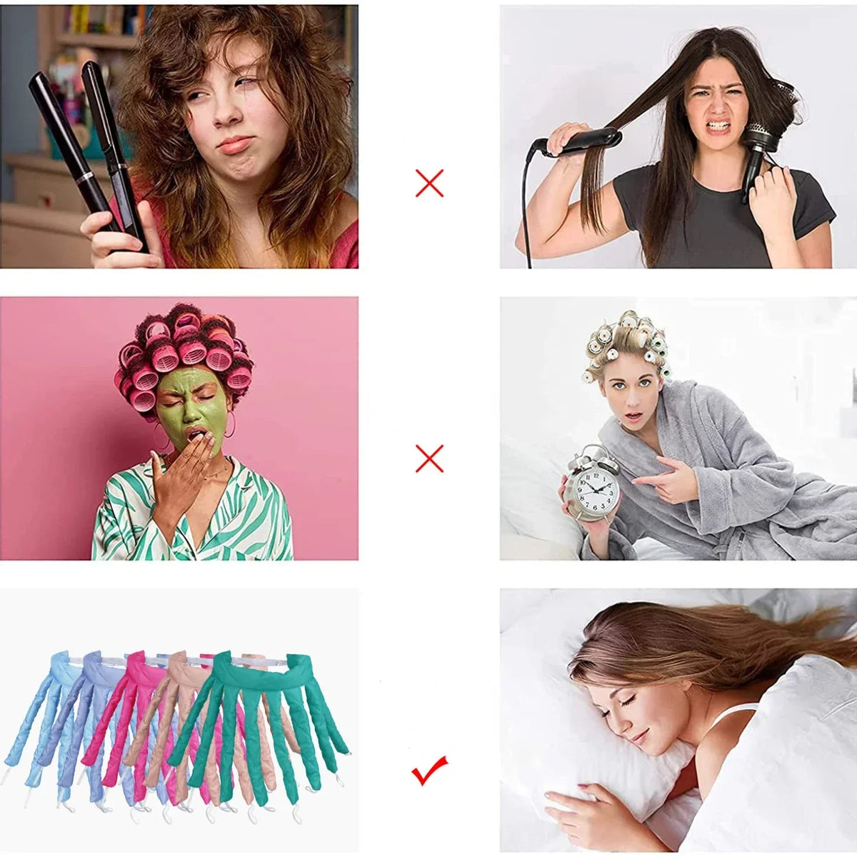Heatless Hair Curler No Heat Heatless Curls Rod Headband Sleeping Head Bands No Heat Womens DIY Lazy Hair Styling Tools New 2022