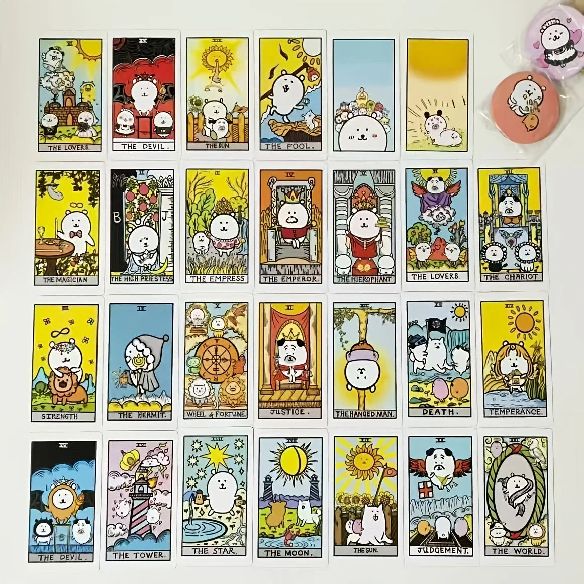 Cute Self-Mocking Bear Tarot Card Game Creative Tabletop Cartoon Tarot Cards Entertainment Poker Learning Card Deck Future Fortu