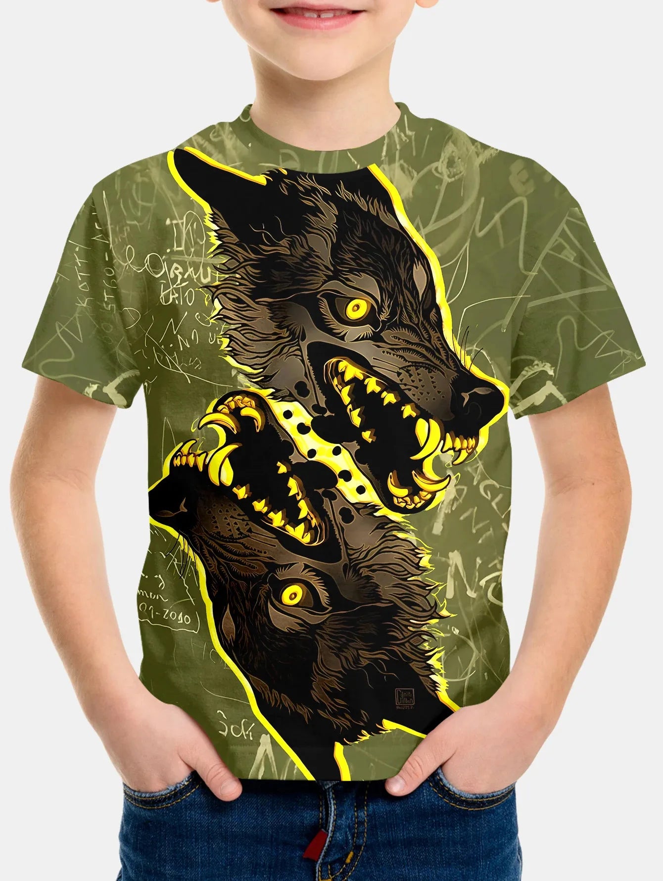 Wolf Print Kids Short-Sleeve T-Shirt