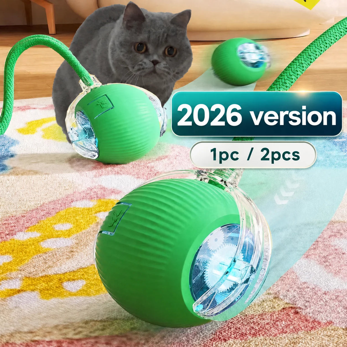 Rechargeable Rolling Cat Toy — Interactive Chase Ball