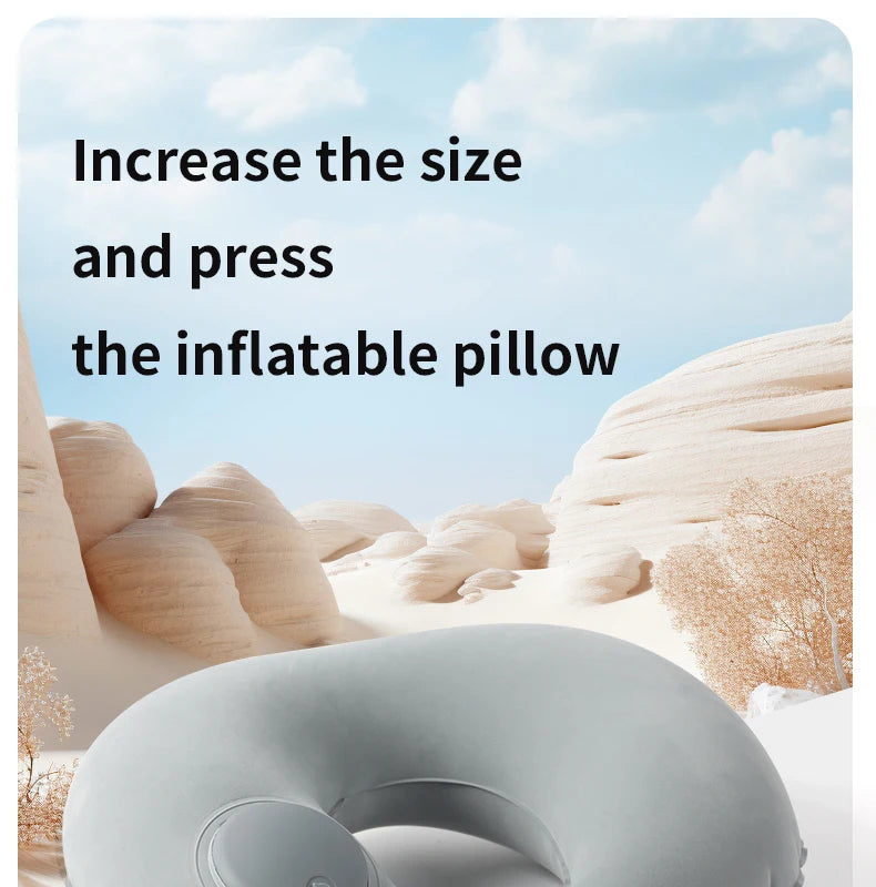 Inflatable Velvet Travel Neck Pillow