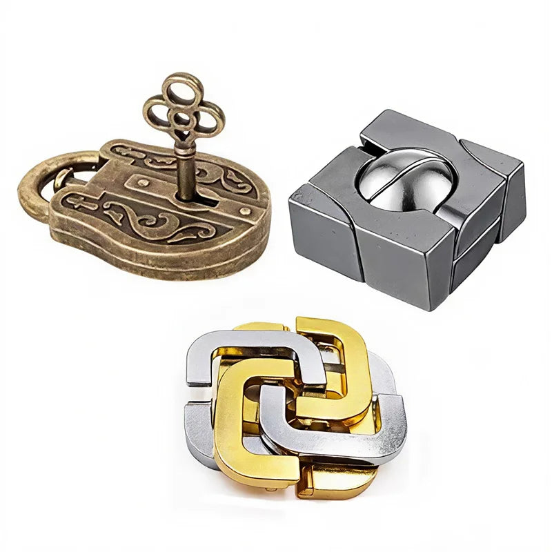 Variety Metal Puzzles Brain Teasers 3PCS Set IQ Logic Test Disentanglement for Mind Challenge Educational Toys Kids Adults