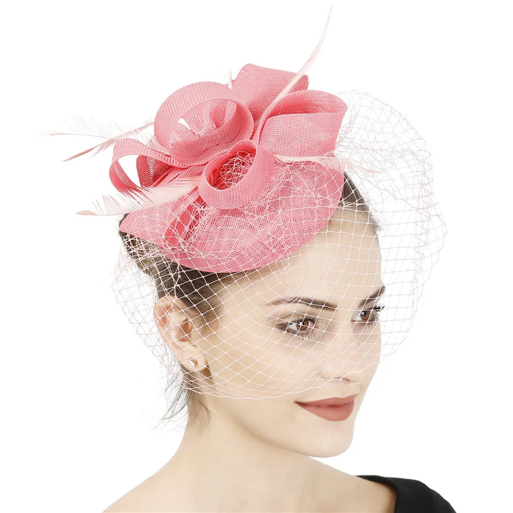 Women's Fascinator Hat Imitation Sinamay Feather Tea Party Pillbox Flower Derby Millinery Church Cocktail Headwear New Design