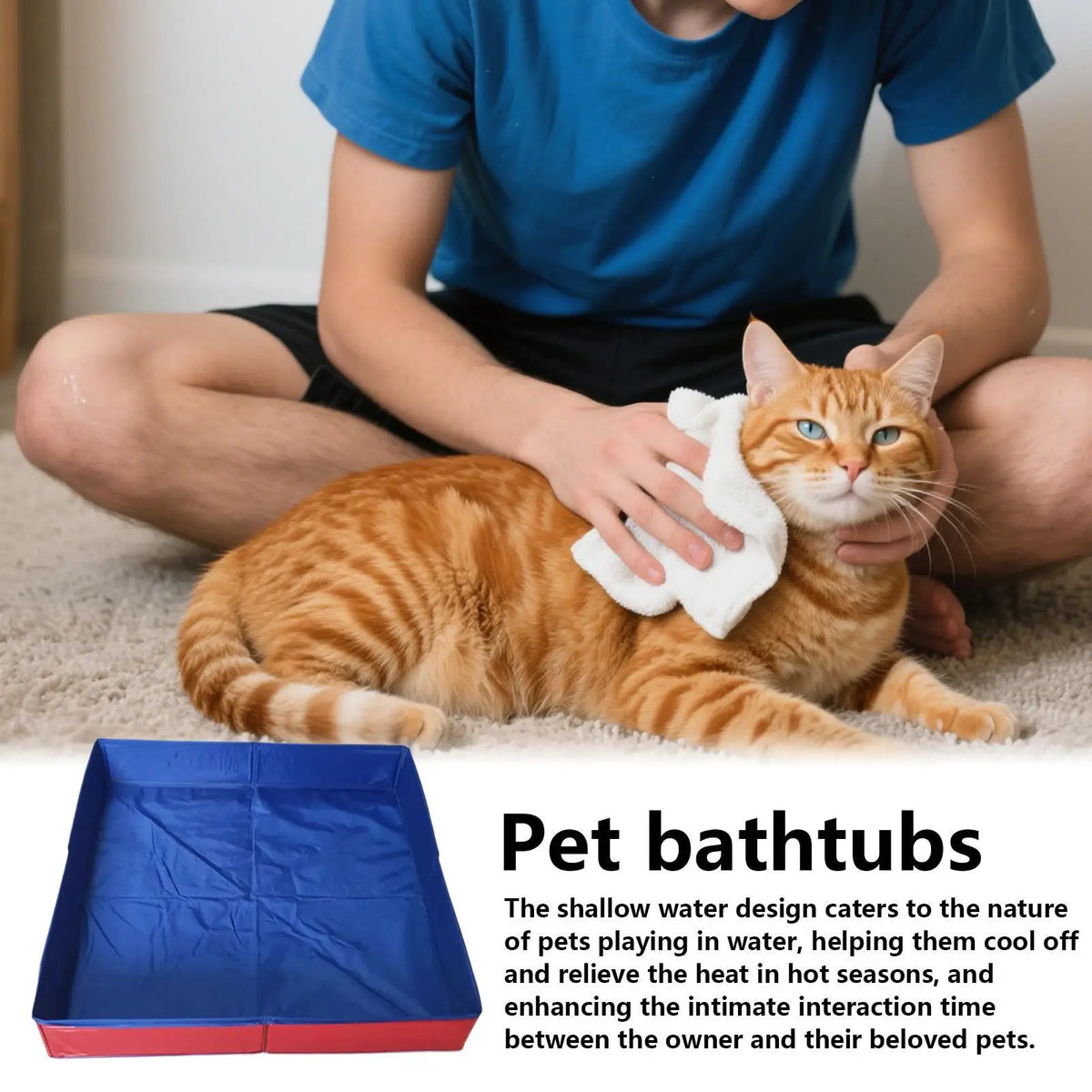 Dog Paddling Pool 50x50x10cm PVC Folding small pet bathtub Summer Cool Cleaning Basin for Puppy Cats Ducks Parrots Pet Supplies